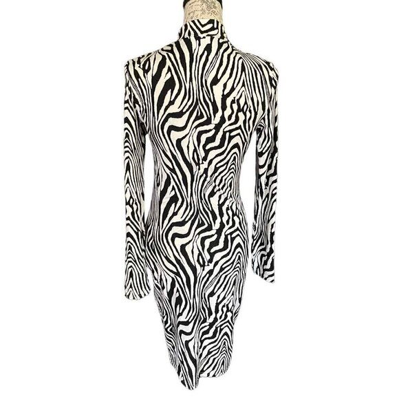 NWOT SXY SHEER  BEACH COVERUP BODYCON DRESS IN ZEBRA PRINT SIZE SMALL 4 - Picture 2 of 15